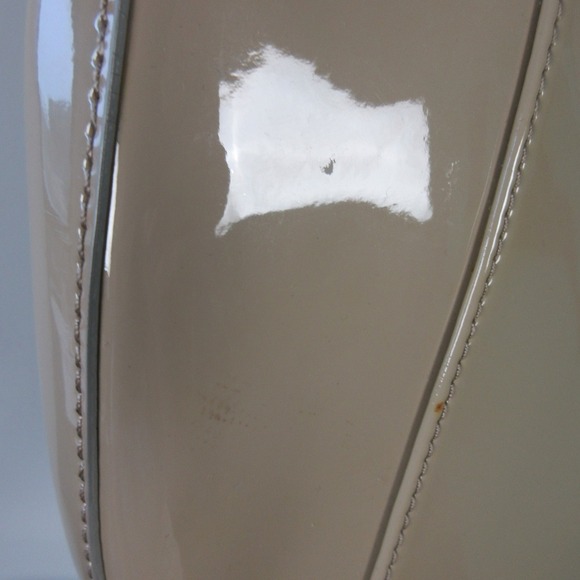L.K. Bennett London Beige Patent Leather Shoulder Bag Tote Hand Handbag 718 - Picture 7 of 16